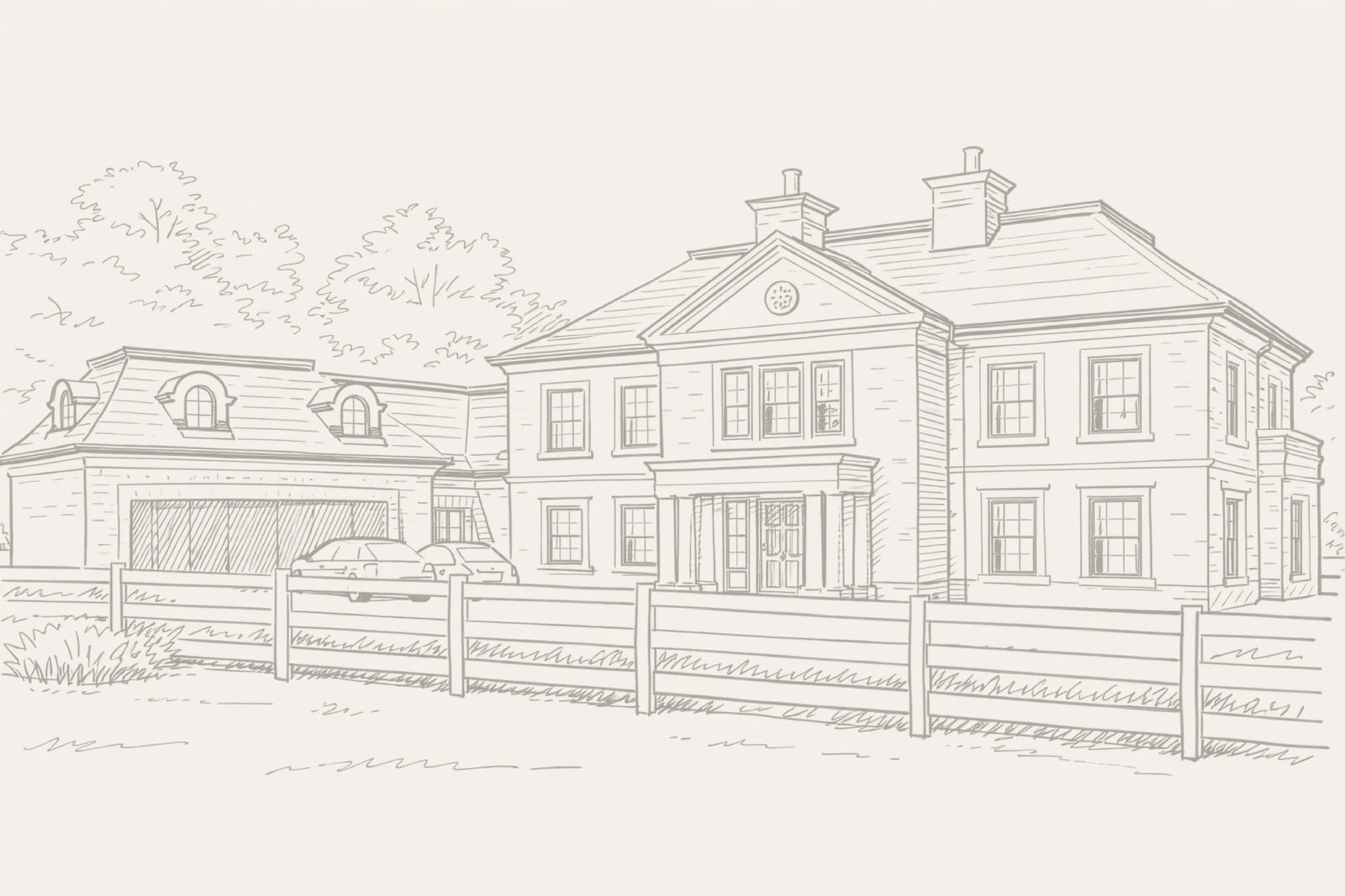 Line drawing of Tewin Family Home